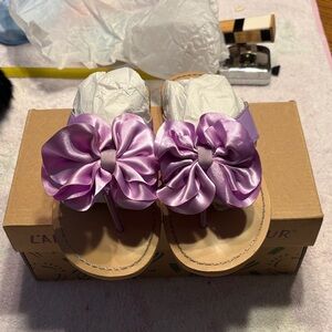 L'Amour Lilac Satin Bow Sandals